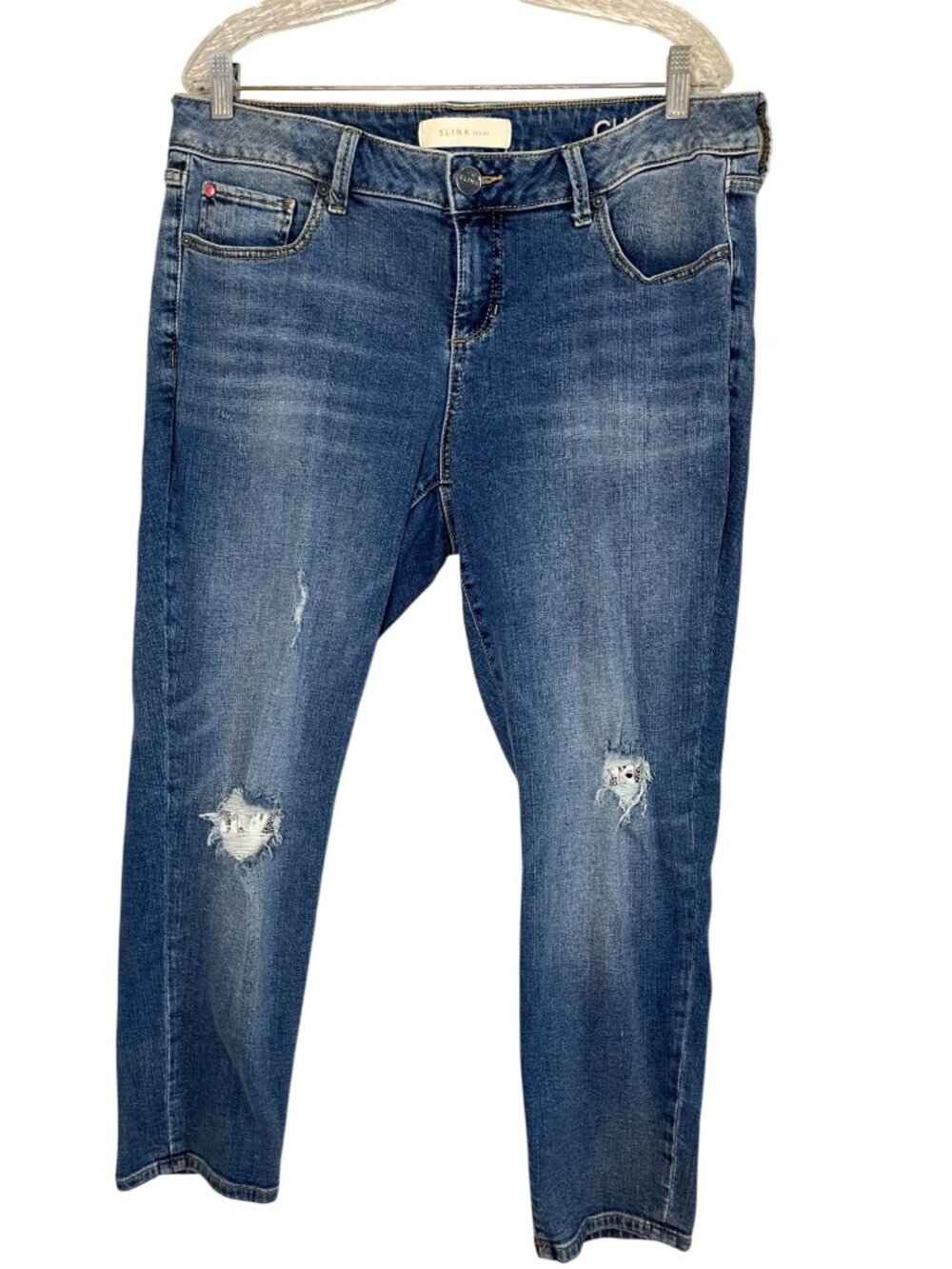 Slink Curvy Denim Jeans 14 Blue Western Distressed Cowgirl Classic Festival 90s